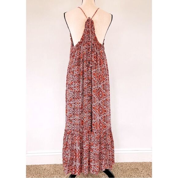 Misa Thale Marseille Print Pom Pom Tassel Floral Paisley Ruffle Maxi Dress Sz S - Picture 6 of 8